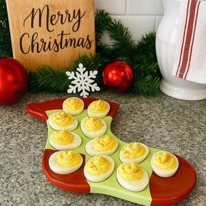Corsica Home Holiday Stocking Deviled Egg Platter Dish #2